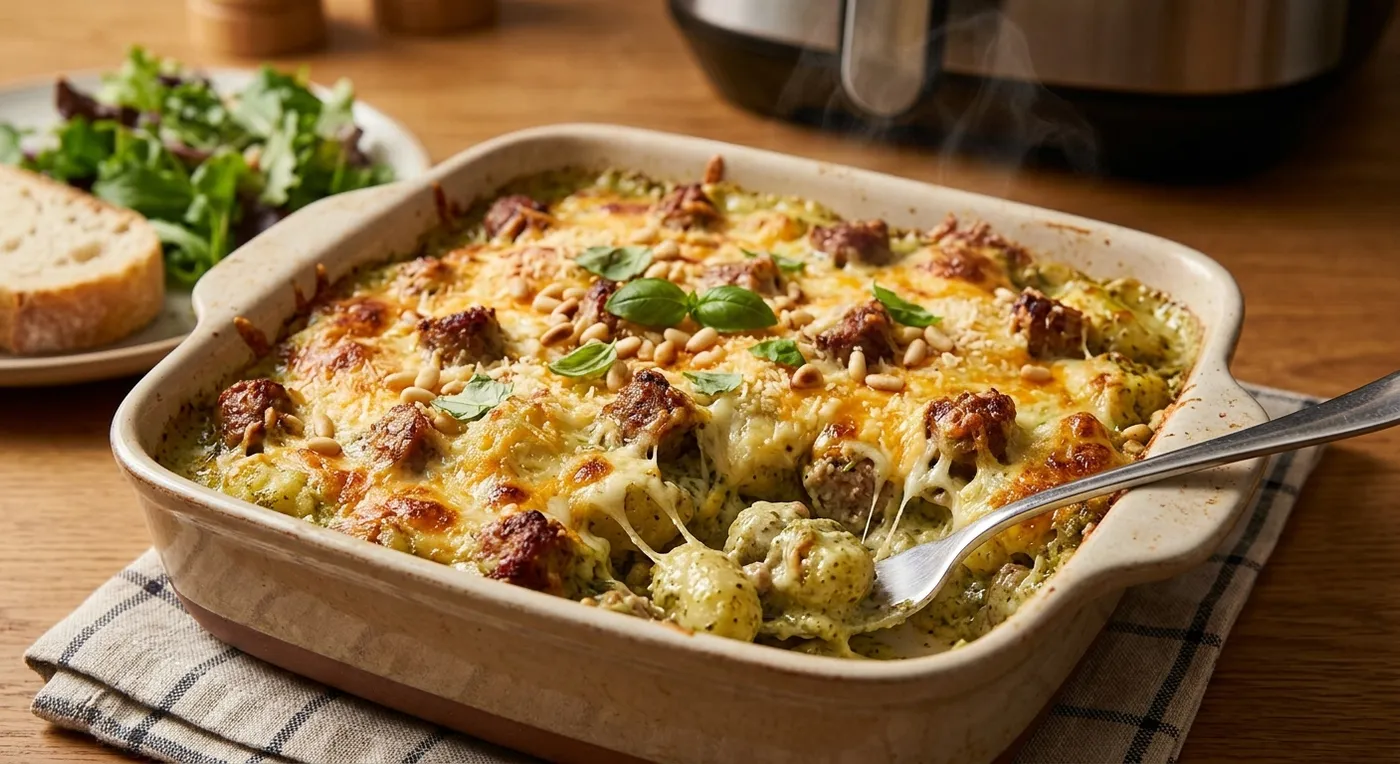 Pesto Sausage Gnocchi Bake